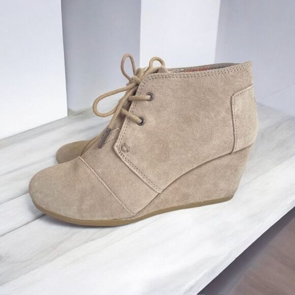 Toms Desert Wedge Lace Up Suede Booties Beige Size 8.5 - Picture 11 of 13